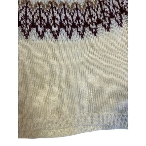 STOIC Cream and Burgandy Fairisle Nordic Oversized Sweater Women's MEDIUM - Picture 8 of 8